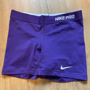 Nike pro shorts purple size small